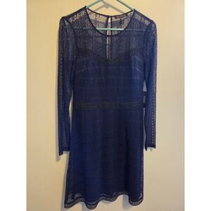 GUESS Los Angeles Navy Blue Lace Long Sleeve Mini Dress Size 6 NWT